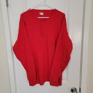 LL Bean Vintage River Driver's Shirt, Henley, 100% Cotton, Made in USA, Red, XL
